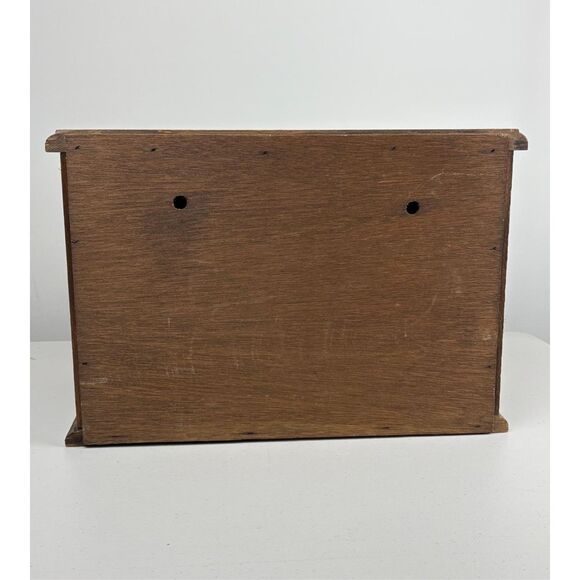 Vintage Wooden Bread Box w/ Lucite Inlay Tile Barrels and Butterfly - Picture 10 of 11